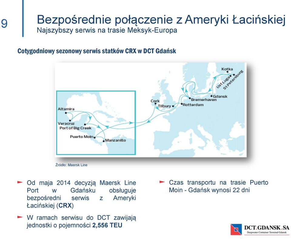 Maersk Line Port w Gdańsku obsługuje bezpośredni serwis z Ameryki Łacińskiej (CRX) Czas transportu