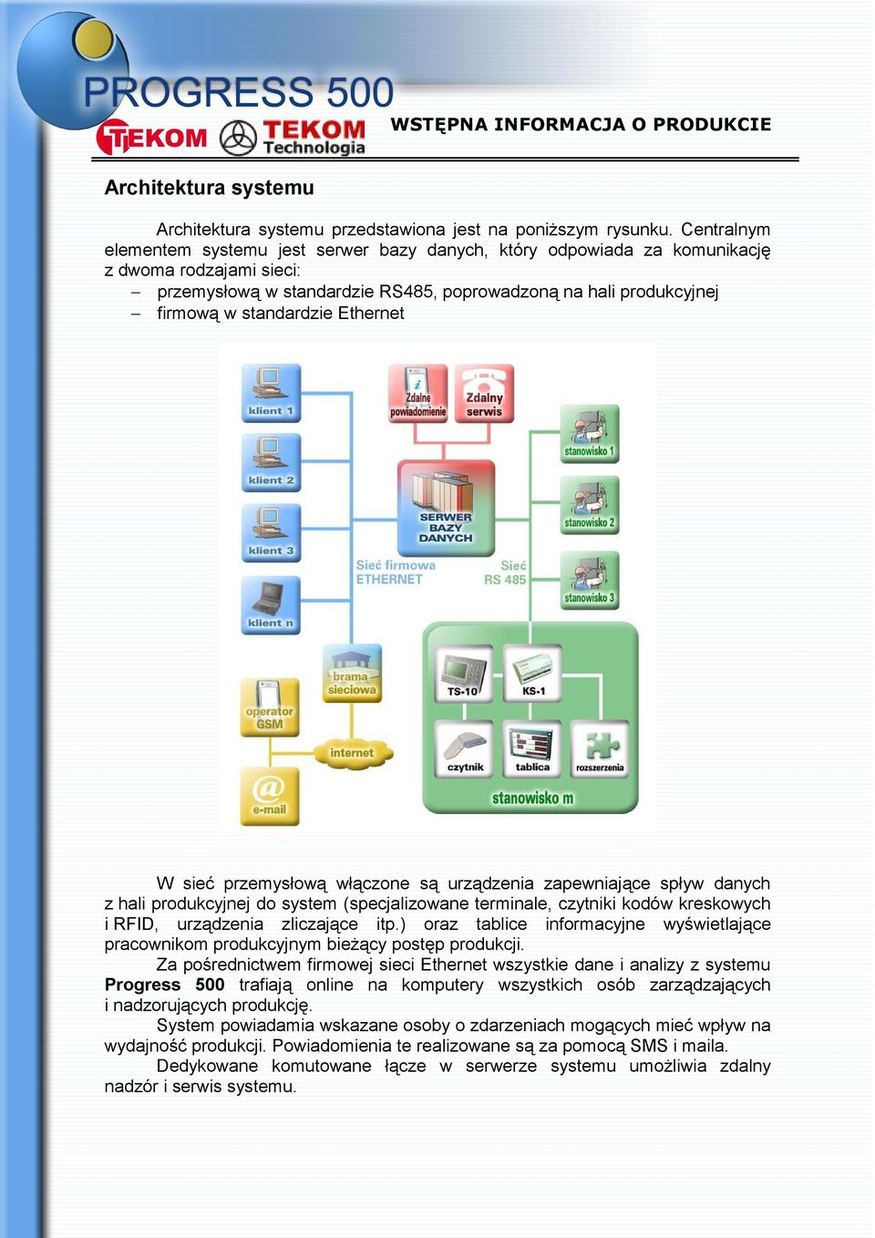 Ethernet W sieć przemysłową włączone są urządzenia zapewniające spływ danych z hali produkcyjnej do system (specjalizowane terminale, czytniki kodów kreskowych i RFID, urządzenia zliczające itp.