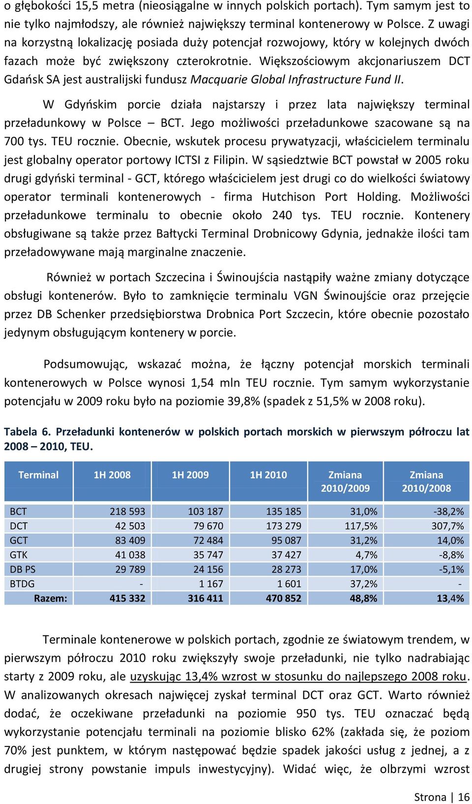 Większościowym akcjonariuszem DCT Gdaosk SA jest australijski fundusz Macquarie Global Infrastructure Fund II.
