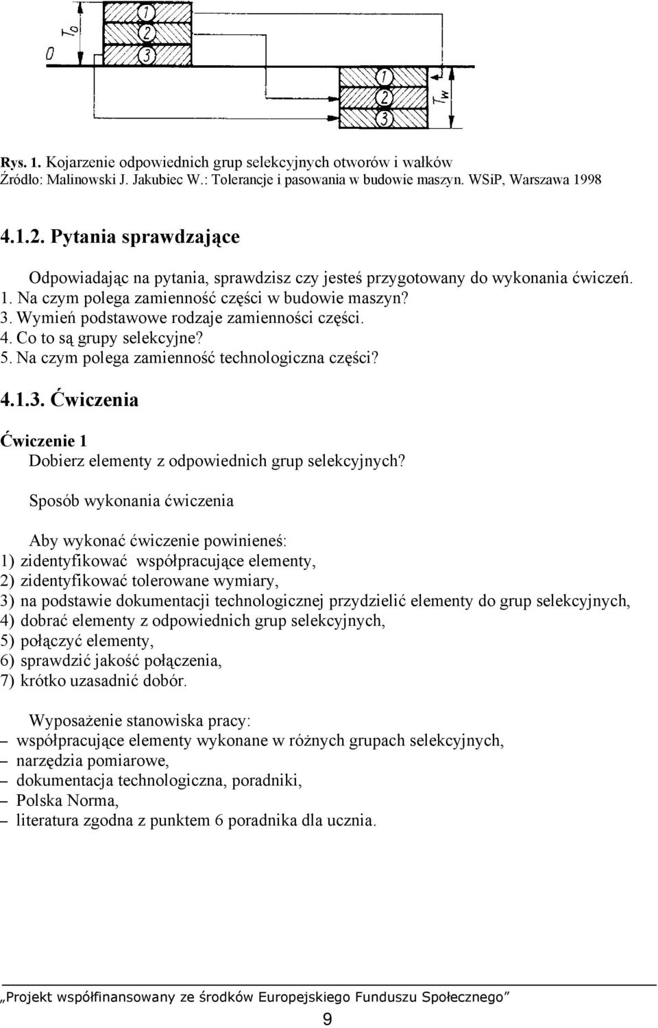 Wymień podstawowe rodzaje zamienności części. 4. Co to są grupy selekcyjne? 5. Na czym polega zamienność technologiczna części? 4.1.3.