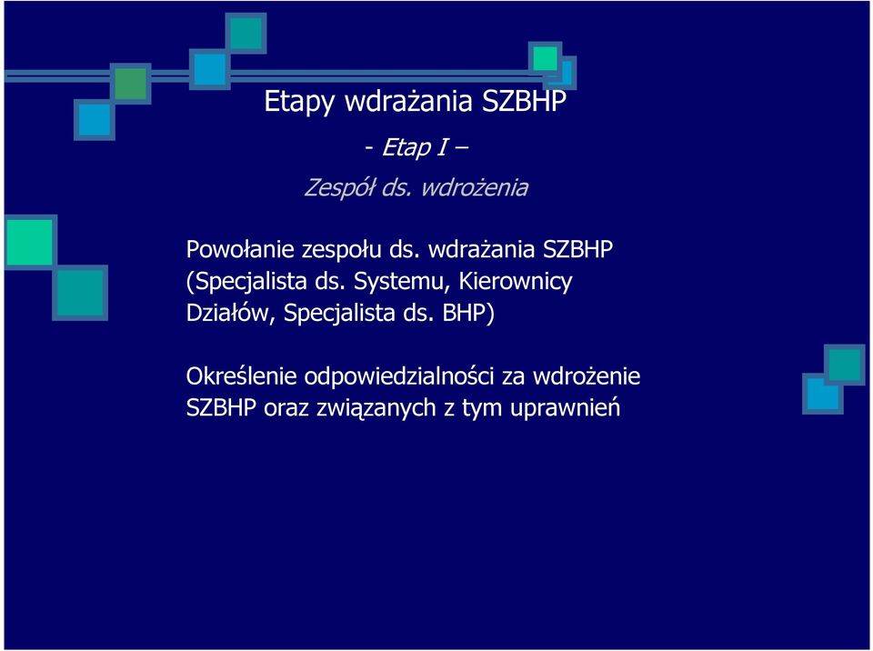 wdraŝania SZBHP (Specjalista ds.