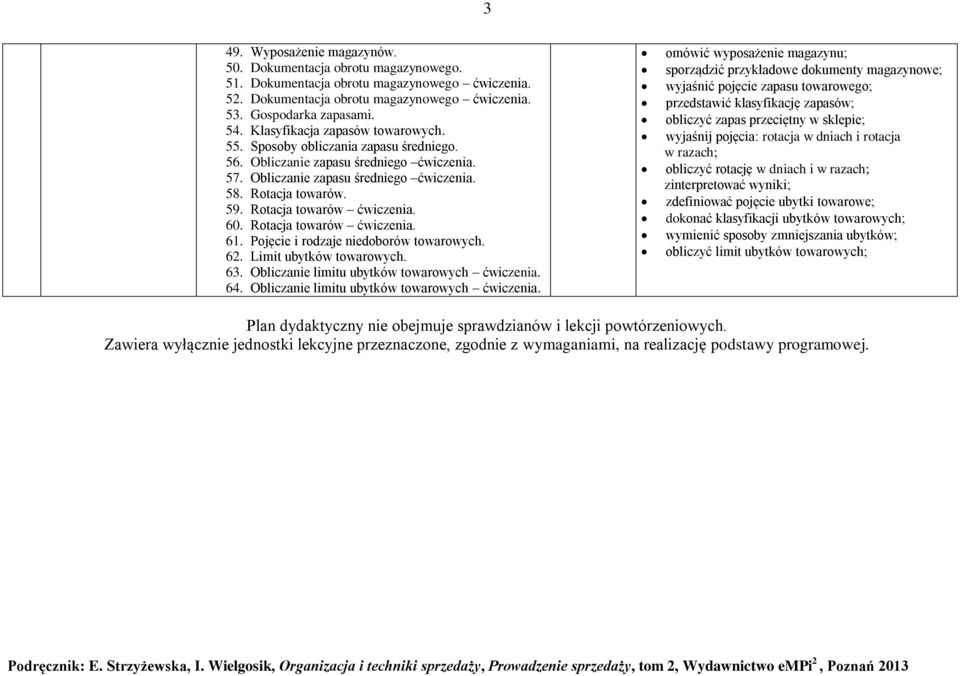 Rotacja towarów 61. Pojęcie i rodzaje niedoborów towarowych. 62. Limit ubytków towarowych. 63. Obliczanie limitu ubytków towarowych 64.