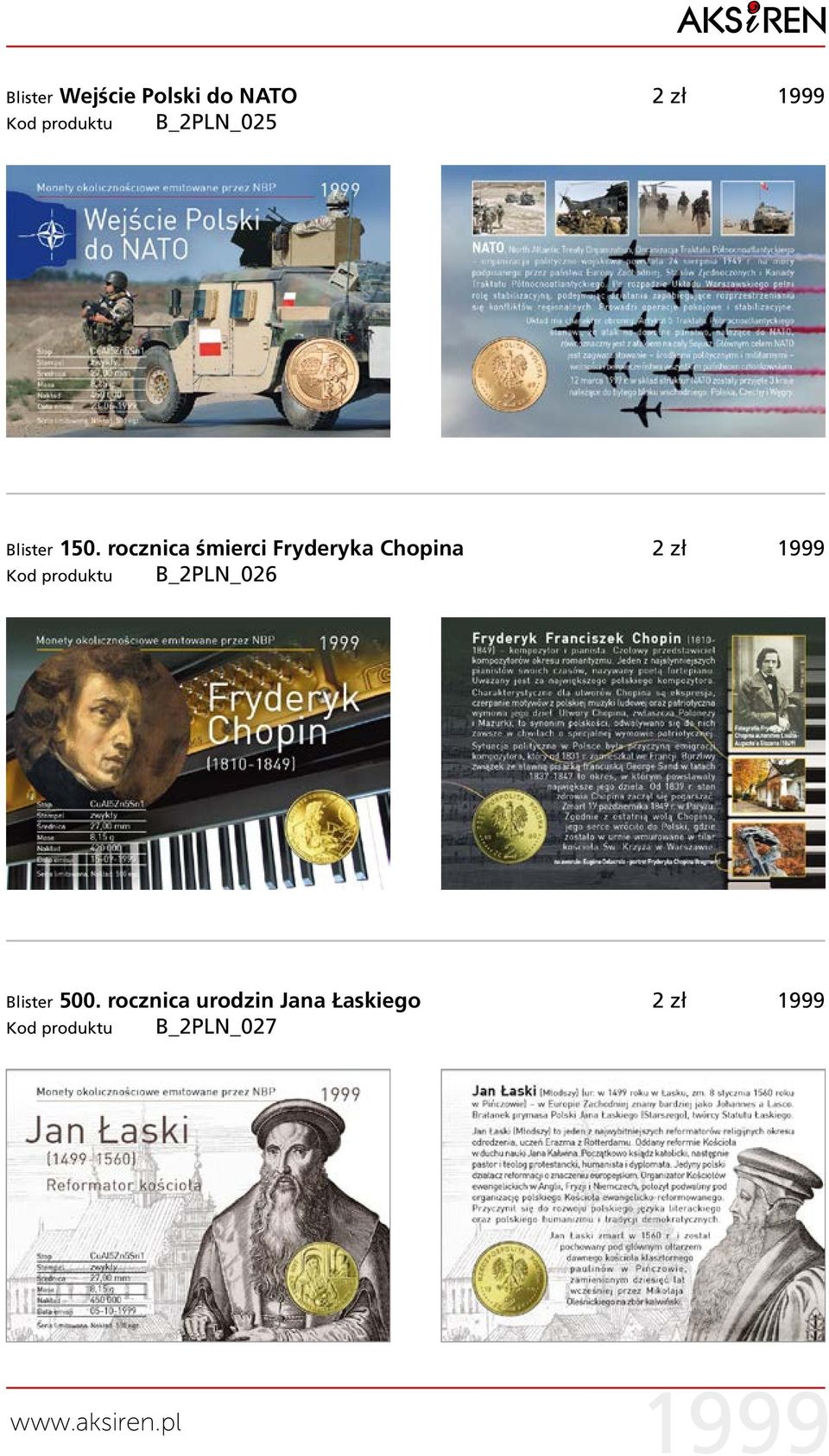 rocznica śmierci Fryderyka Chopina 2 zł 1999 Kod produktu
