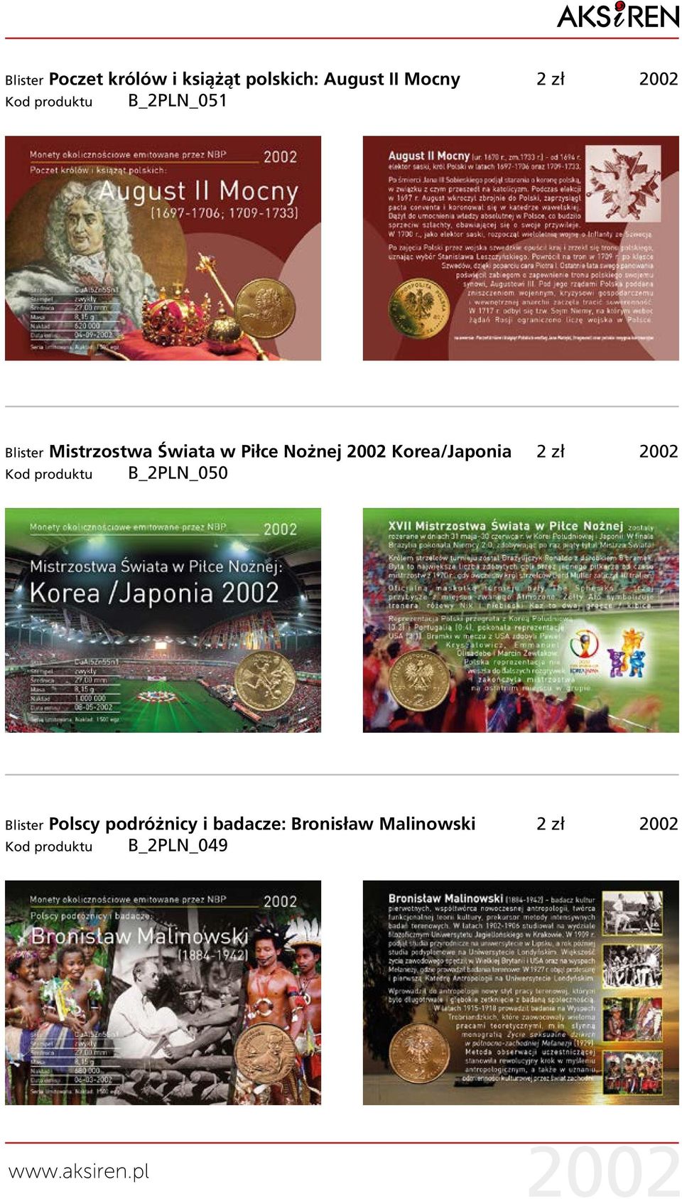 Korea/Japonia 2 zł 2002 Kod produktu B_2PLN_050 Blister Polscy
