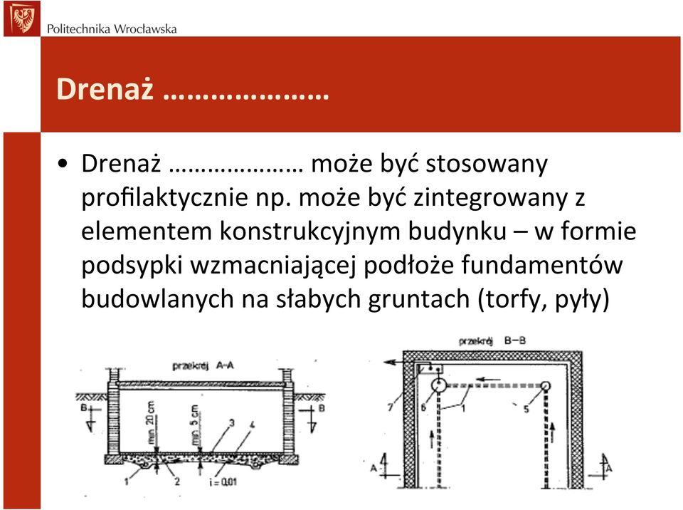 budynku w formie podsypki wzmacniającej podłoże