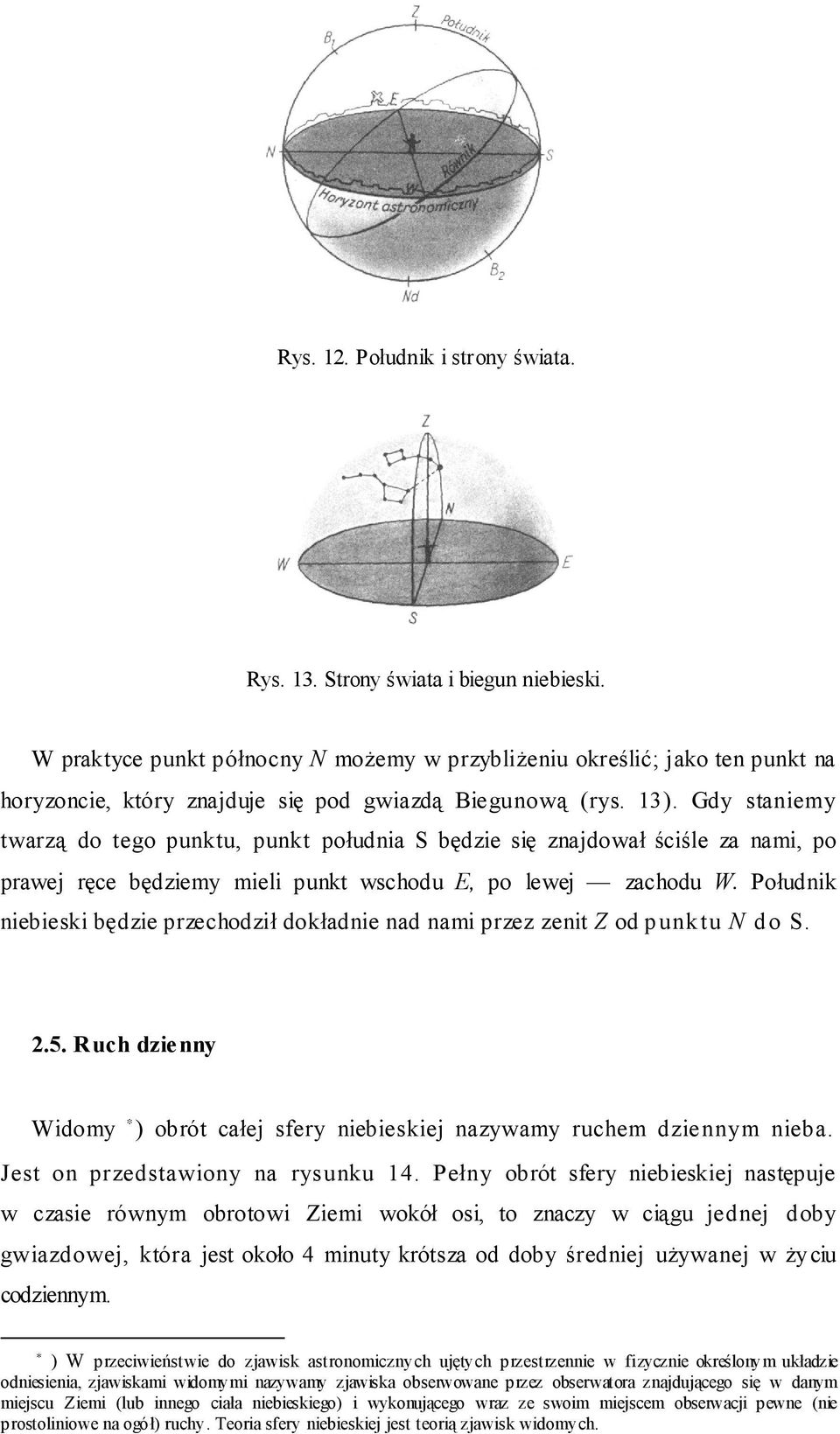 Gdy staniemy twarzą do tego punktu, punkt południa S będzie się znajdował ściśle za nami, po prawej ręce będziemy mieli punkt wschodu E, po lewej zachodu W.