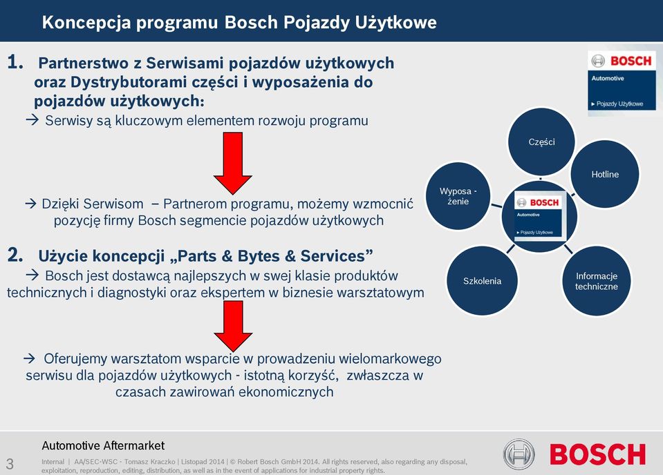 Dzięki Serwisom Partnerom programu, możemy wzmocnić pozycję firmy Bosch segmencie pojazdów użytkowych Wyposa - żenie 2.