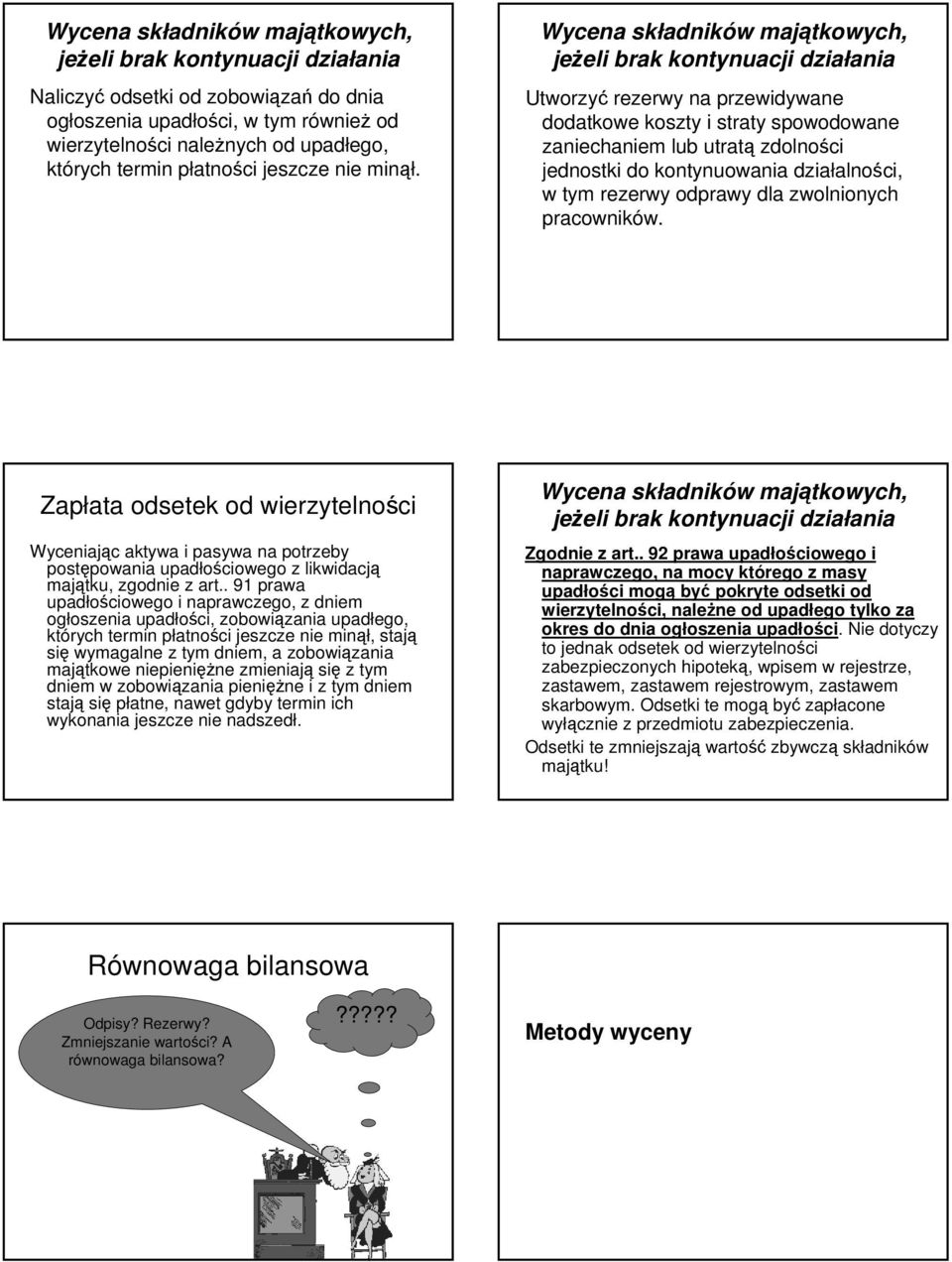 Zapłata odsetek od wierzytelności Wyceniając aktywa i pasywa na potrzeby postępowania upadłościowego z likwidacją majątku, zgodnie z art.