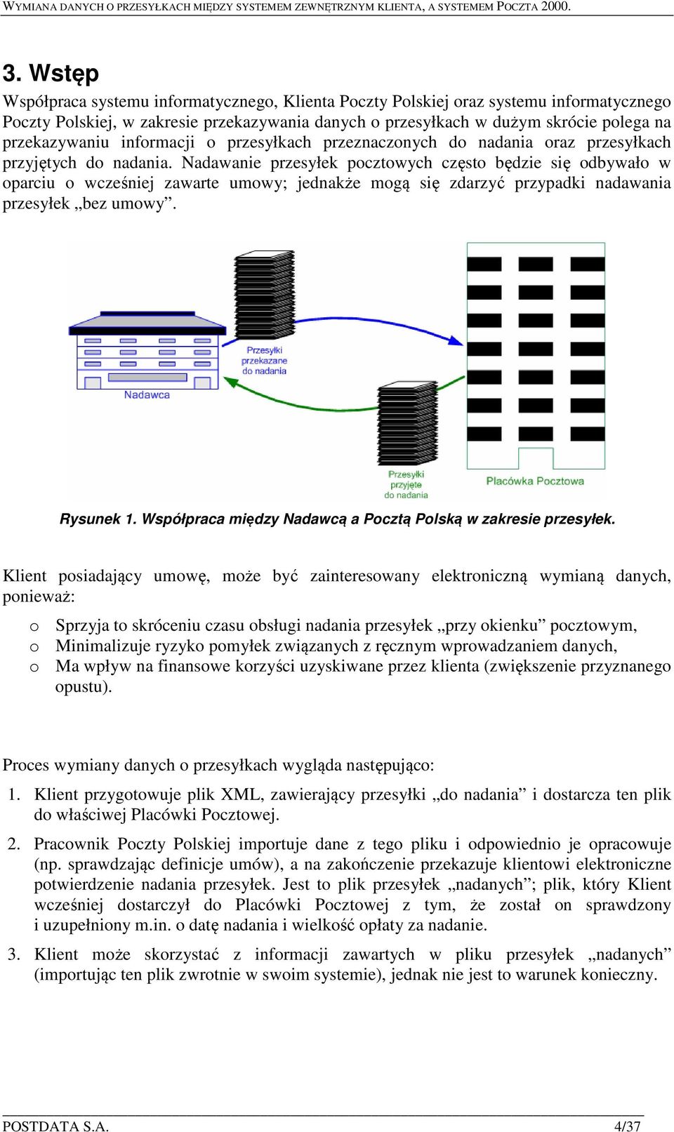 Nadawanie przesyłek pocztowych często będzie się odbywało w oparciu o wcześniej zawarte umowy; jednakże mogą się zdarzyć przypadki nadawania przesyłek bez umowy. Rysunek 1.