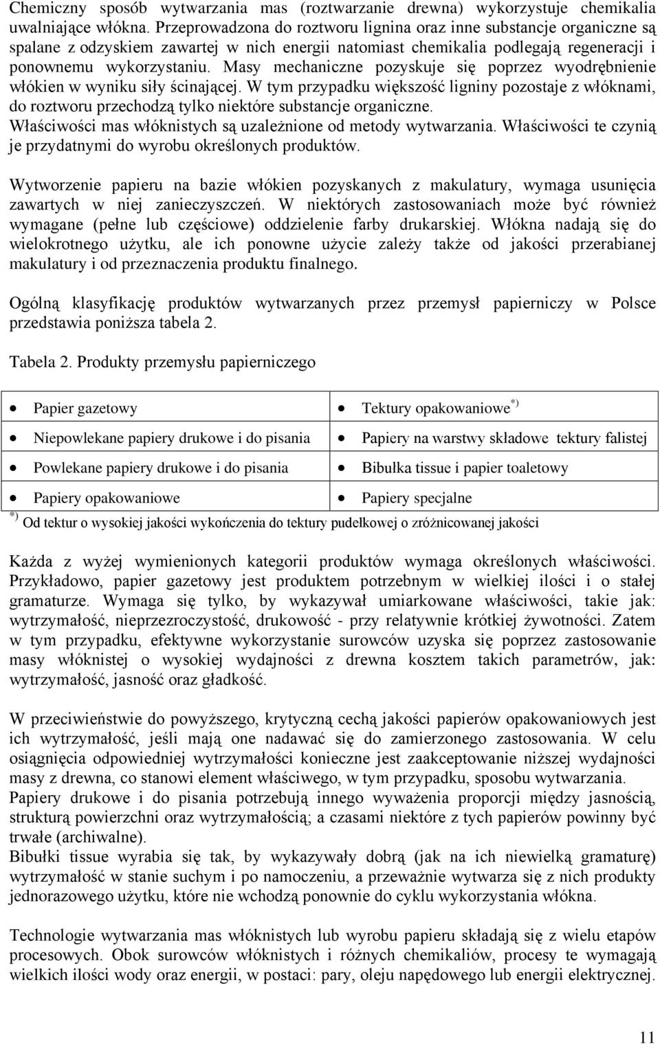 Masy mechaniczne pozyskuje się poprzez wyodrębnienie włókien w wyniku siły ścinającej.