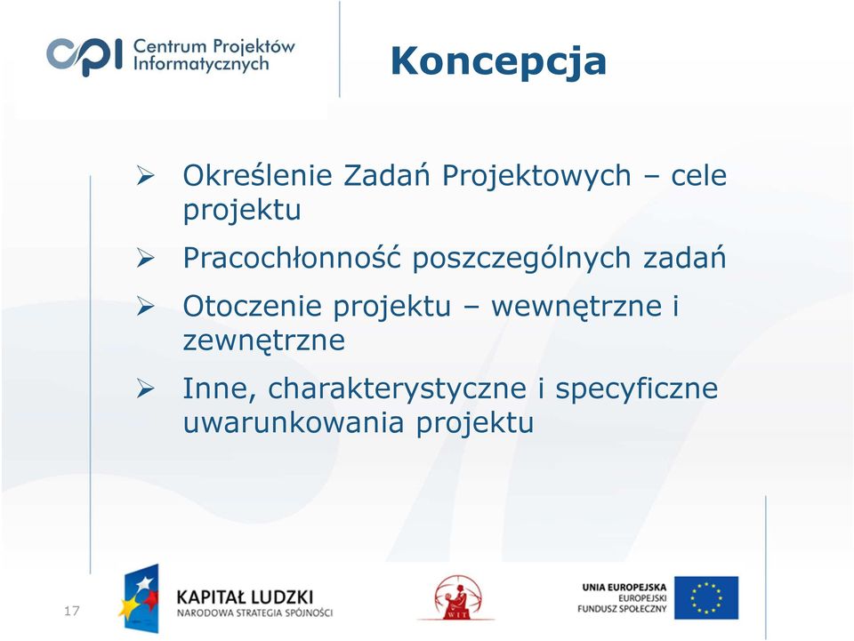 Otoczenie projektu wewnętrzne i zewnętrzne Inne,