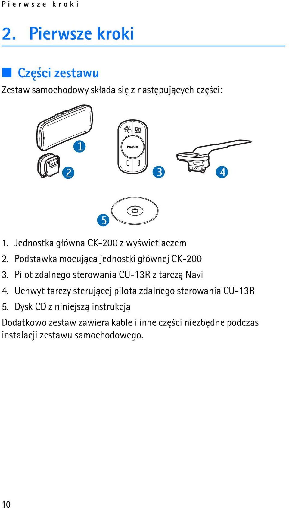 Jednostka g³ówna CK-200 z wy wietlaczem 2. Podstawka mocuj±ca jednostki g³ównej CK-200 3.