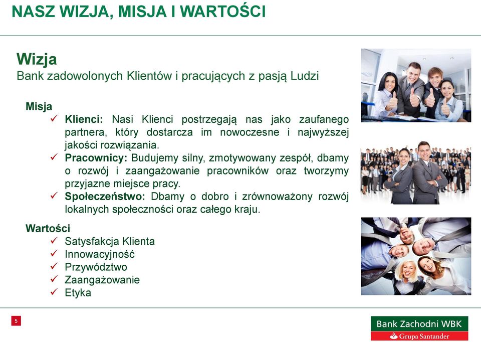 Pracownicy: Budujemy silny, zmotywowany zespół, dbamy o rozwój i zaangażowanie pracowników oraz tworzymy przyjazne miejsce pracy.