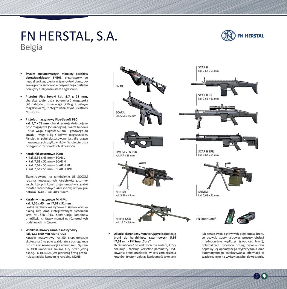 funkcjonariuszem a agresorem. Pistolet Five-SeveN kal. 5,7 x 28 mm, charakteryzuje duża pojemność magazynka (20 nabojów), niska waga (756 g.