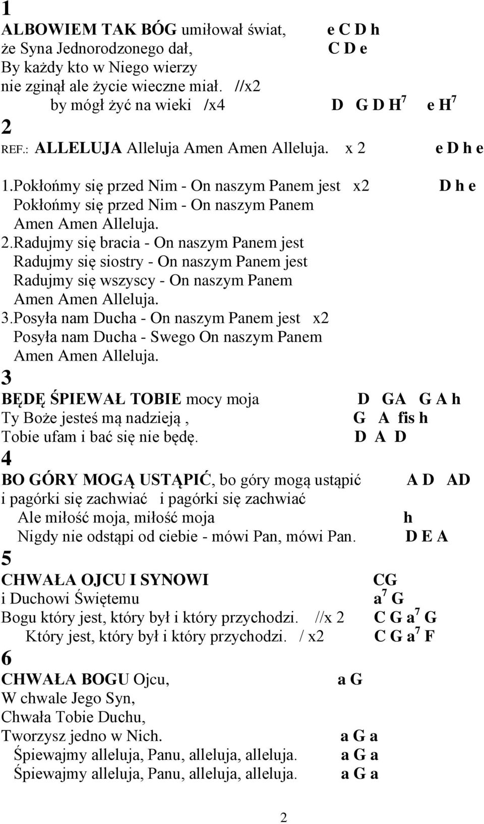 3.Posyła nam Ducha - On naszym Panem jest x2 Posyła nam Ducha - Swego On naszym Panem Amen Amen Alleluja.