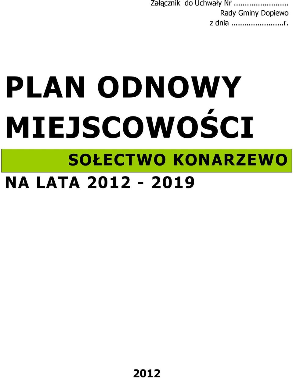 PLAN ODNOWY MIEJSCOWOŚCI