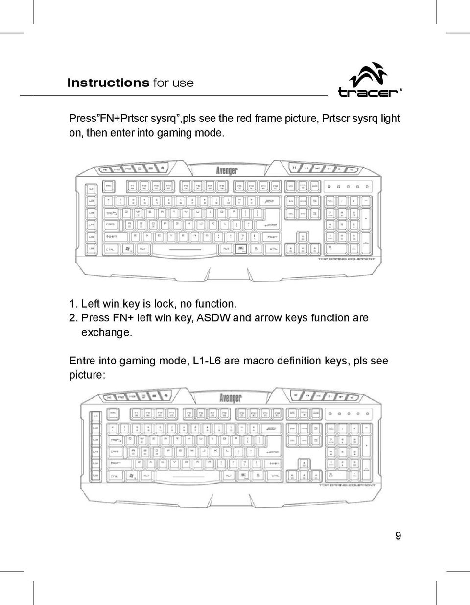 Left win key is lock, no function. 2.