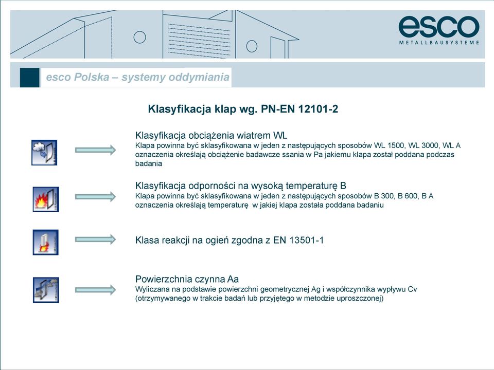 badawcze ssania w Pa jakiemu klapa został poddana podczas badania Klasyfikacja odporności na wysoką temperaturę B Klapa powinna być sklasyfikowana w jeden z