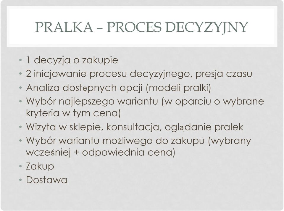 oparciu o wybrane kryteria w tym cena) Wizyta w sklepie, konsultacja, oglądanie