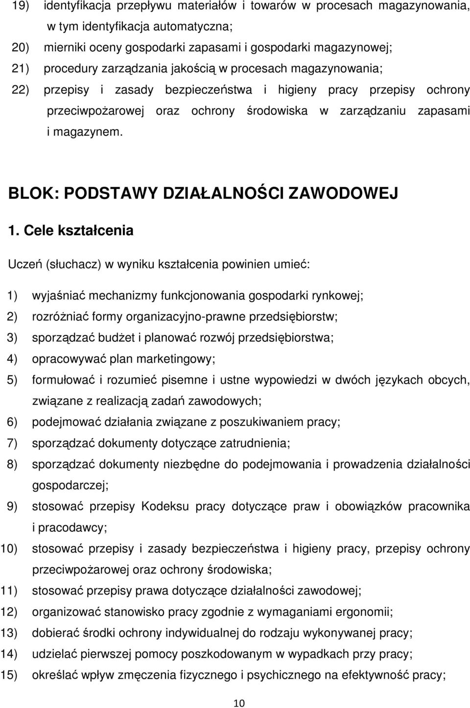 BLOK: PODSTAWY DZIAŁALNOŚCI ZAWODOWEJ 1.