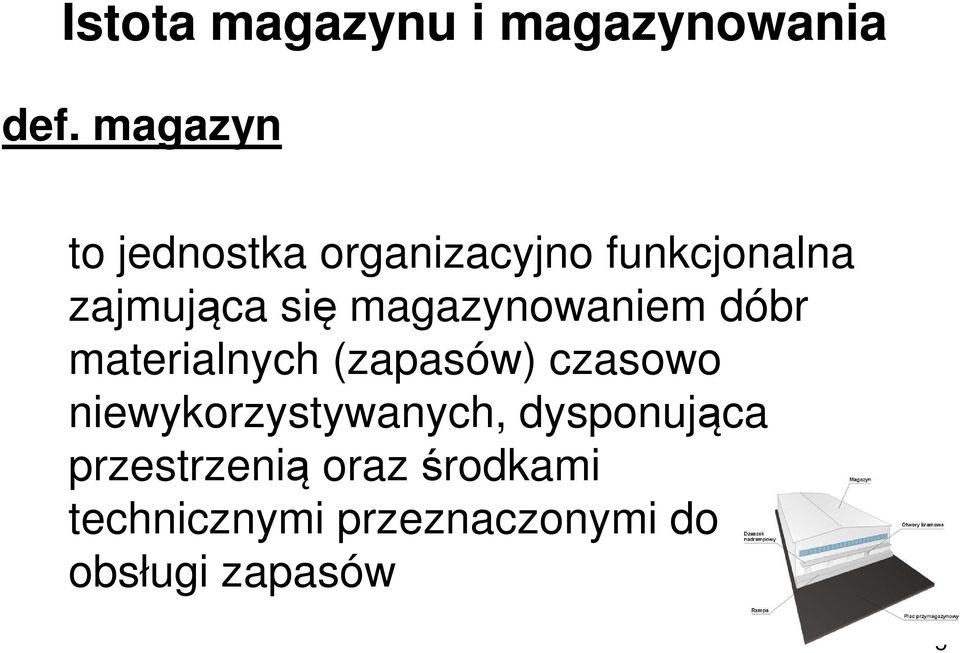 magazynowaniem dóbr materialnych (zapasów) czasowo