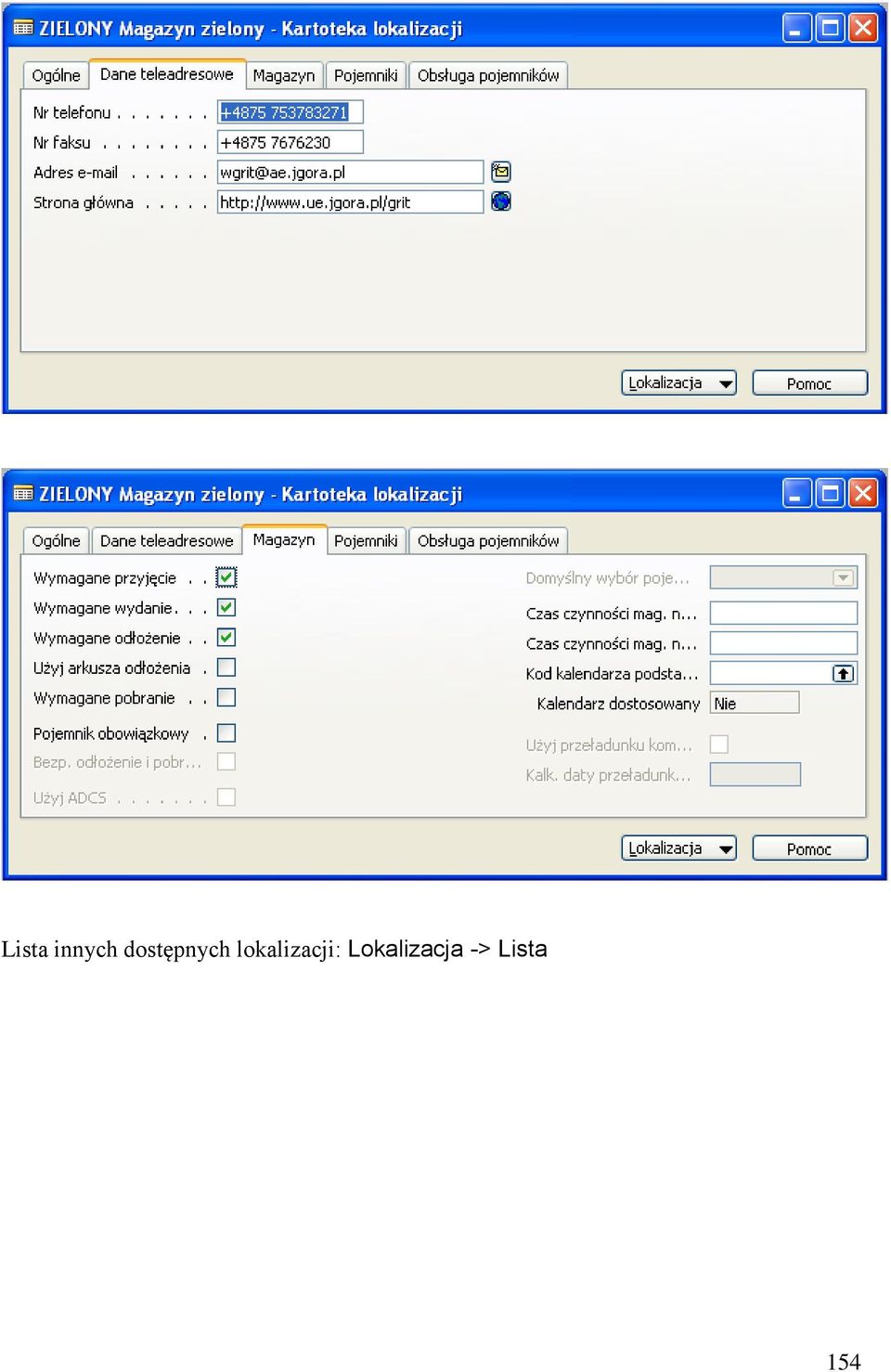 lokalizacji: