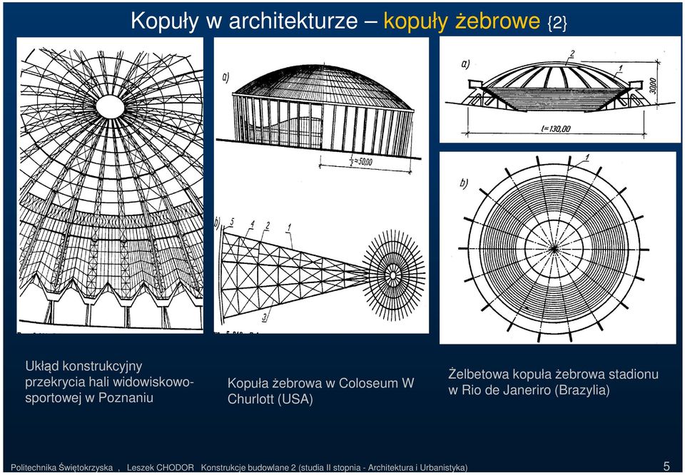 Żelbetowa kopuła żebrowa stadionu w Rio de Janeriro (Brazylia) Politechnika