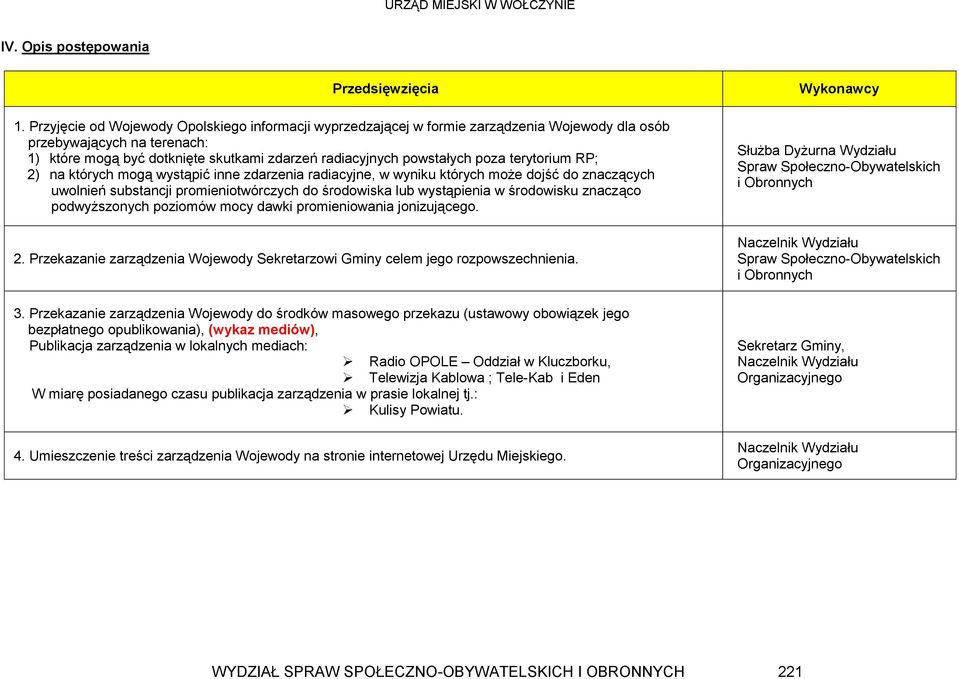 terytorium RP; 2) na których mogą wystąpić inne zdarzenia radiacyjne, w wyniku których może dojść do znaczących uwolnień substancji promieniotwórczych do środowiska lub wystąpienia w środowisku