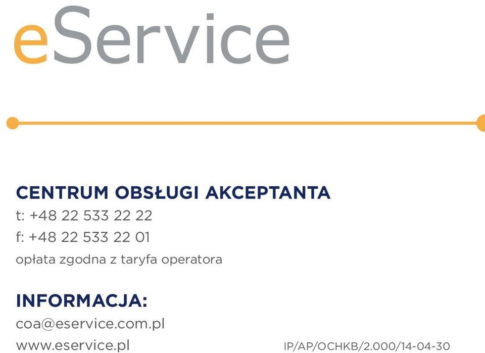 taryfa operatora INFORMACJA: coa@eservice.