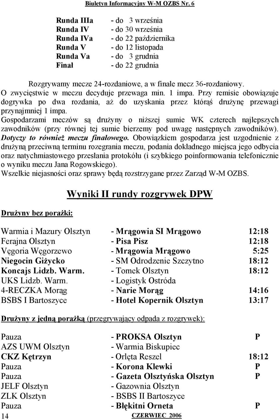 Gospodarzami meczów są drużyny o niższej sumie WK czterech najlepszych zawodników (przy równej tej sumie bierzemy pod uwagę następnych zawodników). Dotyczy to również meczu finałowego.