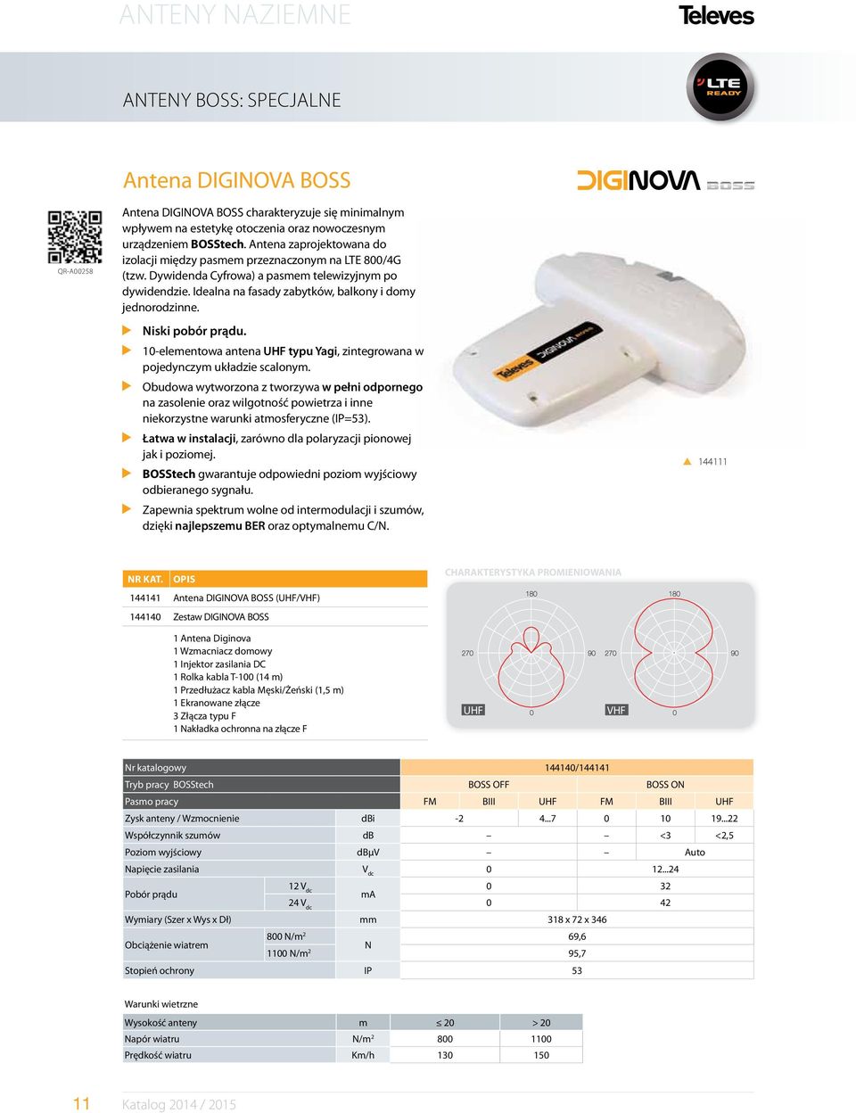Niski pobór prądu. 10-elementowa antena UHF typu Yagi, zintegrowana w pojedynczym układzie scalonym.