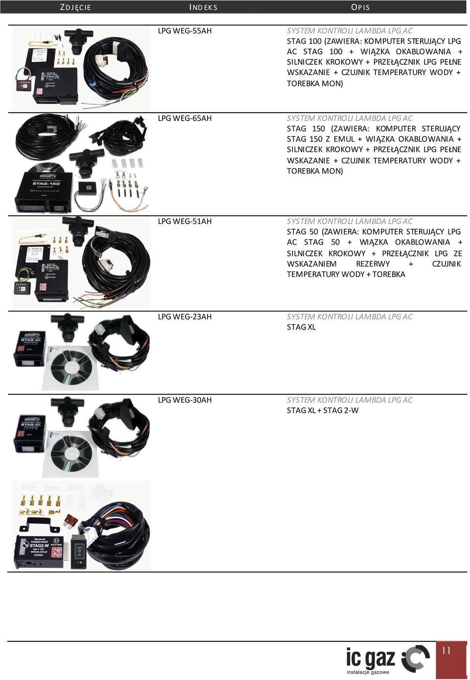 PEŁNE WSKAZANIE + CZUJNIK TEMPERATURY WODY + TOREBKA MON) LPG WEG-51AH SYSTEM KONTROLI LAMBDA LPG AC STAG 50 (ZAWIERA: KOMPUTER STERUJĄCY LPG AC STAG 50 + WIĄZKA OKABLOWANIA + SILNICZEK