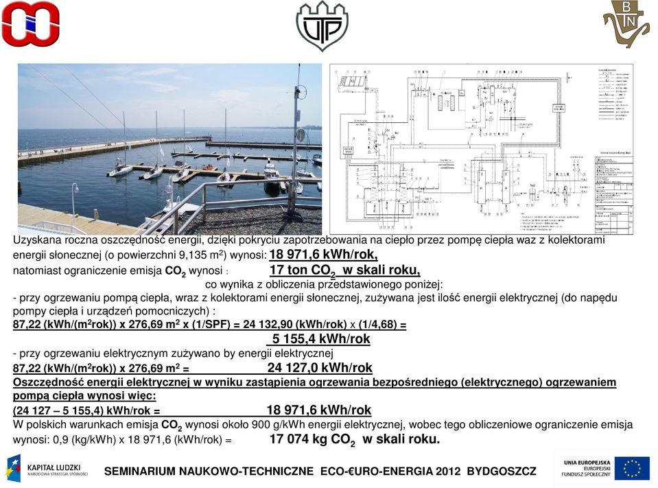 energii elektrycznej (do napędu pompy ciepła i urządzeń pomocniczych) : 87,22 (kwh/(m 2 rok)) x 276,69 m 2 x (1/SPF) = 24 132,90 (kwh/rok) x (1/4,68) = 5 155,4 kwh/rok - przy ogrzewaniu elektrycznym