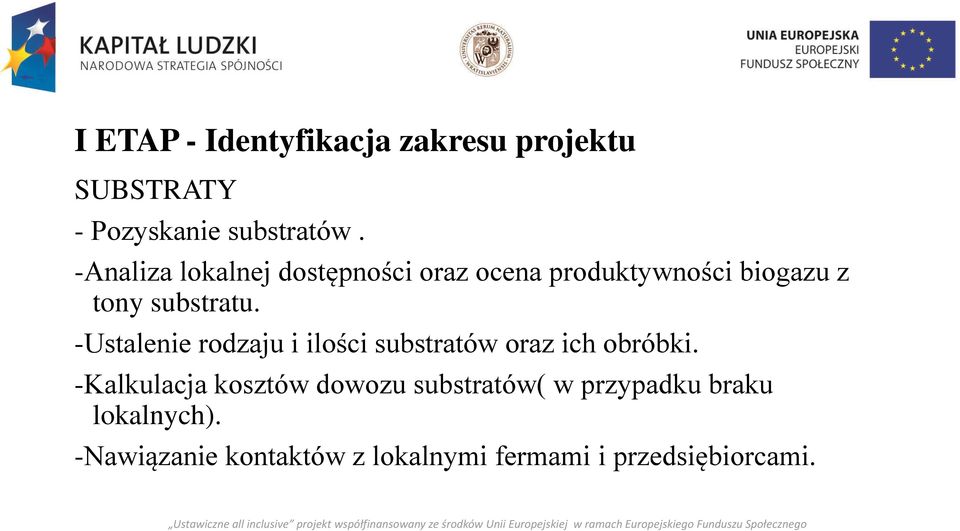 -Ustalenie rodzaju i ilości substratów oraz ich obróbki.