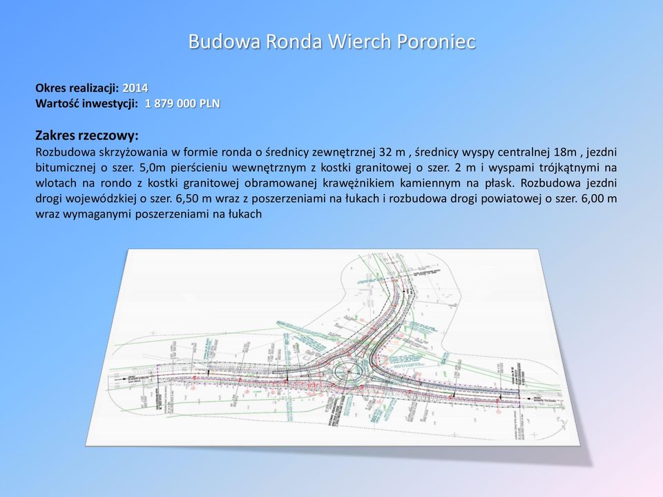 5,0m pierścieniu wewnętrznym z kostki granitowej o szer.