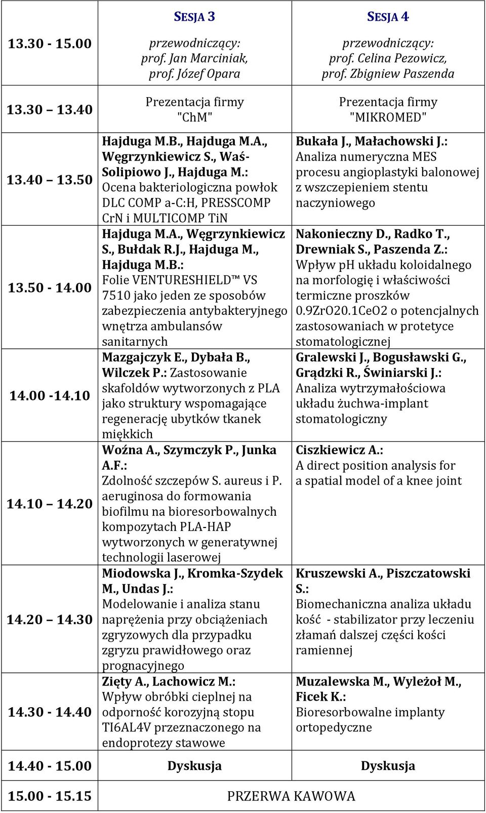 J., Hajduga M., Hajduga M.B.: Folie VENTURESHIELD VS 7510 jako jeden ze sposobów zabezpieczenia antybakteryjnego wnętrza ambulansów sanitarnych Mazgajczyk E., Dybała B., Wilczek P.