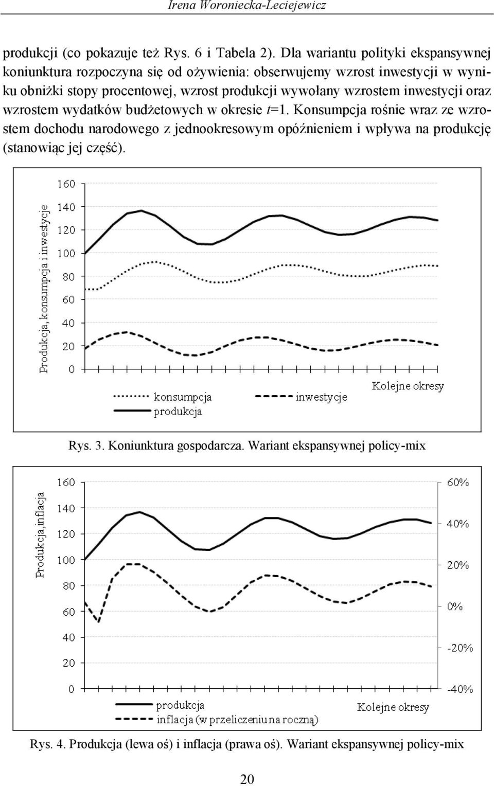 wzrost produkcji wywołany wzrostem inwestycji oraz wzrostem wydatków budżetowych w okresie t=1.