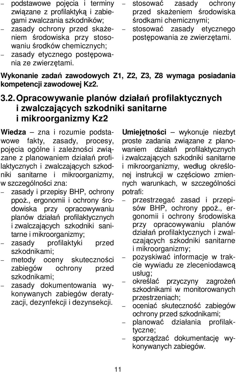 Wykonanie zadań zawodowych Z1, Z2,