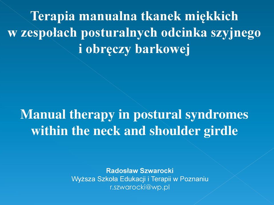 postural syndromes within the neck and shoulder girdle