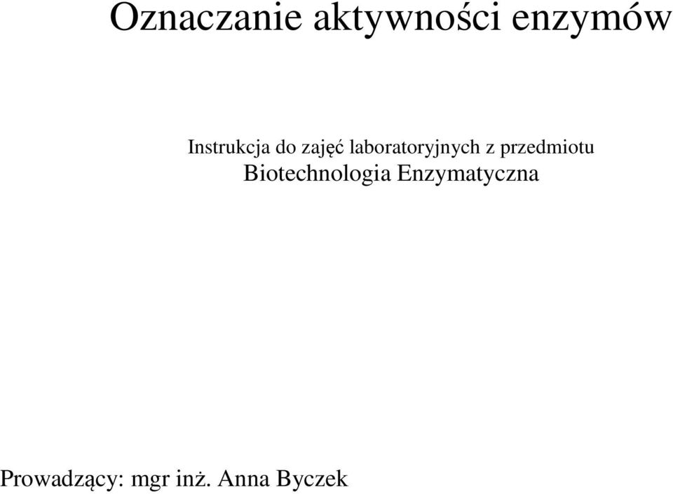 laboratoryjnych z przedmiotu