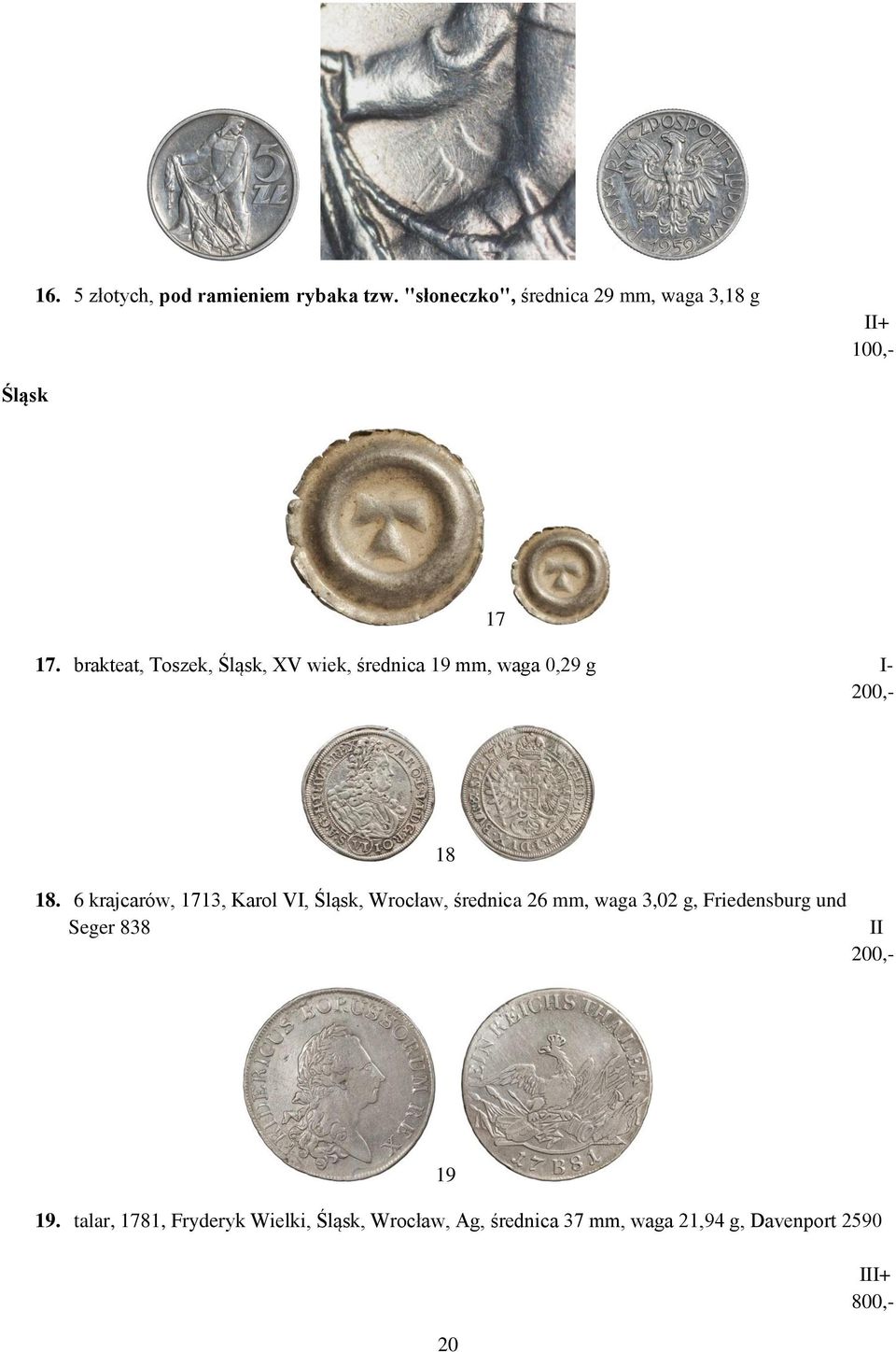 6 krajcarów, 1713, Karol VI, Śląsk, Wrocław, średnica 26 mm, waga 3,02 g, Friedensburg und Seger 838