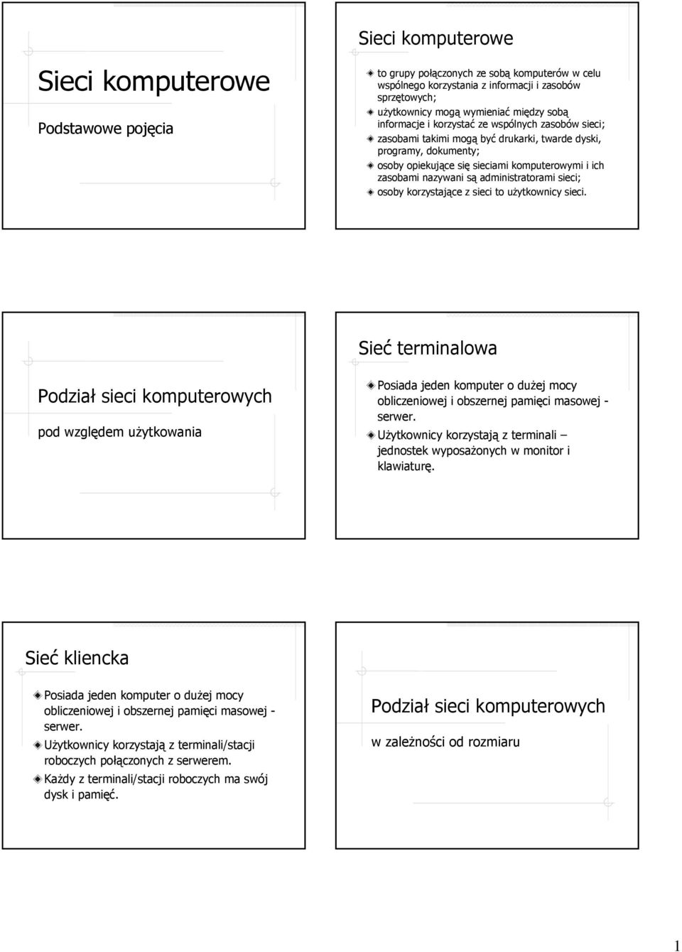 administratorami sieci; osoby korzystające z sieci to użytkownicy sieci.