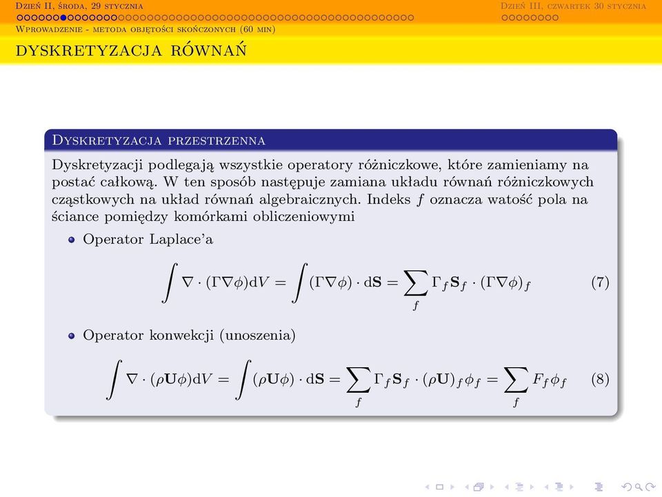 W ten sposób następuje zamiana układu równań różniczkowych cząstkowych na układ równań algebraicznych.