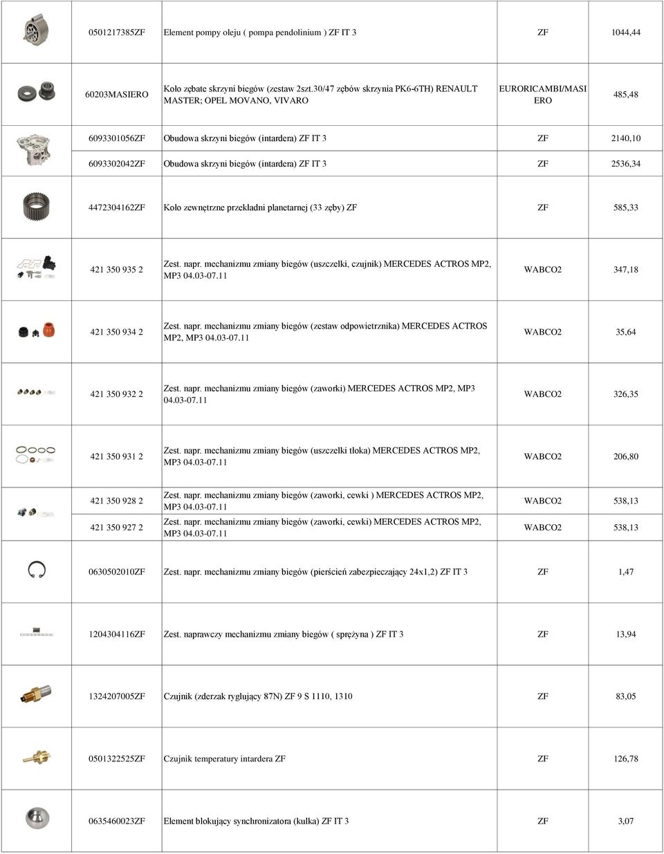 (intardera) ZF IT 3 ZF 2536,34 4472304162ZF Koło zewnętrzne przekładni planetarnej (33 zęby) ZF ZF 585,33 421 350 935 2 Zest. napr.