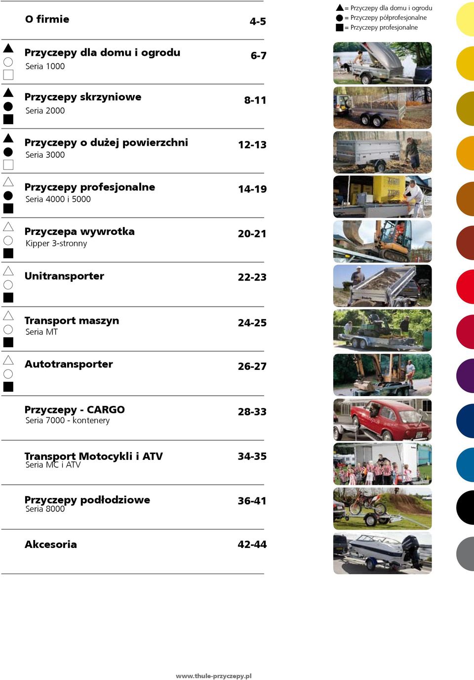 Przyczepa wywrotka 20-21 Kipper 3-stronny Unitransporter 22-23 Transport maszyn 24-25 Seria MT Autotransporter 26-27 Przyczepy - CARGO 28-33