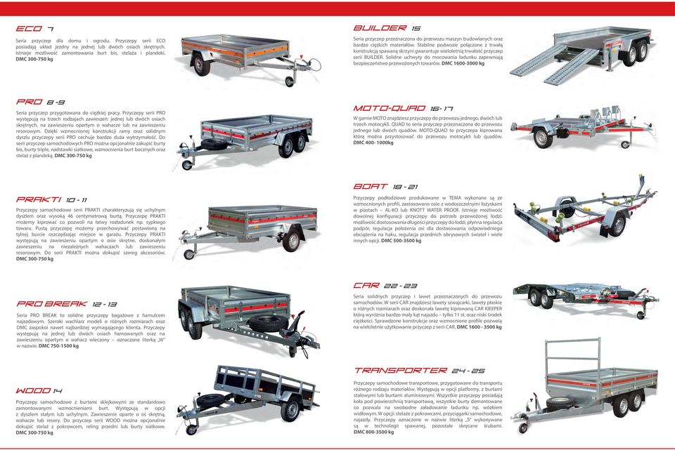 Stabilne podwozie połączone z trwałą konstrukcją spawaną skrzyni gwarantuje wieloletnią trwałość przyczep serii BUILDER.