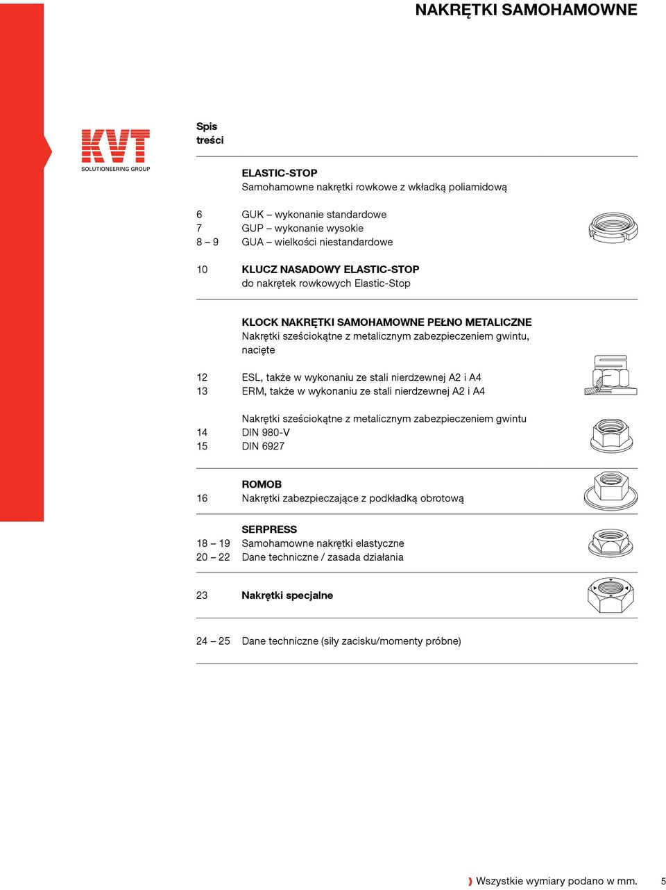 nierdzewnej A2 i A4 ERM, także w wykonaniu ze stali nierdzewnej A2 i A4 Nakrętki sześciokątne z metalicznym zabezpieczeniem DIN 980-V DIN 6927 16 ROMOB Nakrętki zabezpieczające z