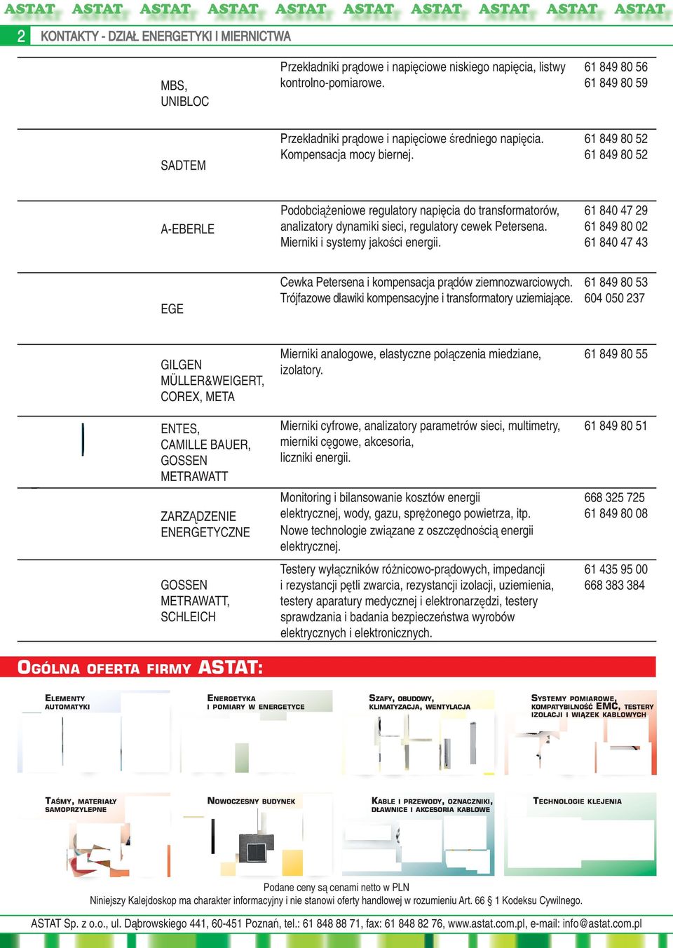 61 849 80 52 61 849 80 52 A-EBERLE Podobciążeniowe regulatory napięcia do transformatorów, analizatory dynamiki sieci, regulatory cewek Petersena. Mierniki i systemy jakości energii.