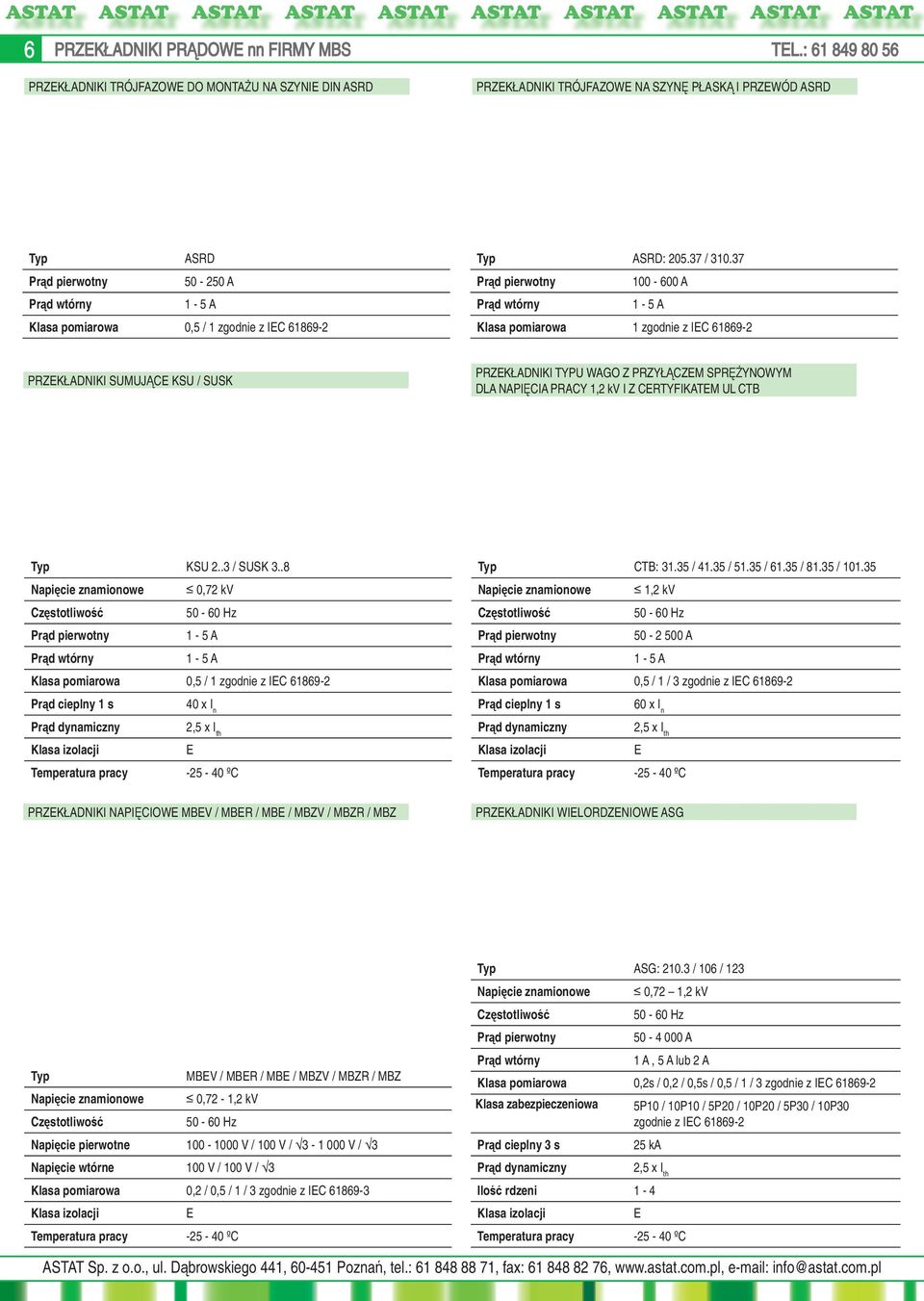 zgodnie z IEC 61869-2 ASRD: 205.37 / 310.