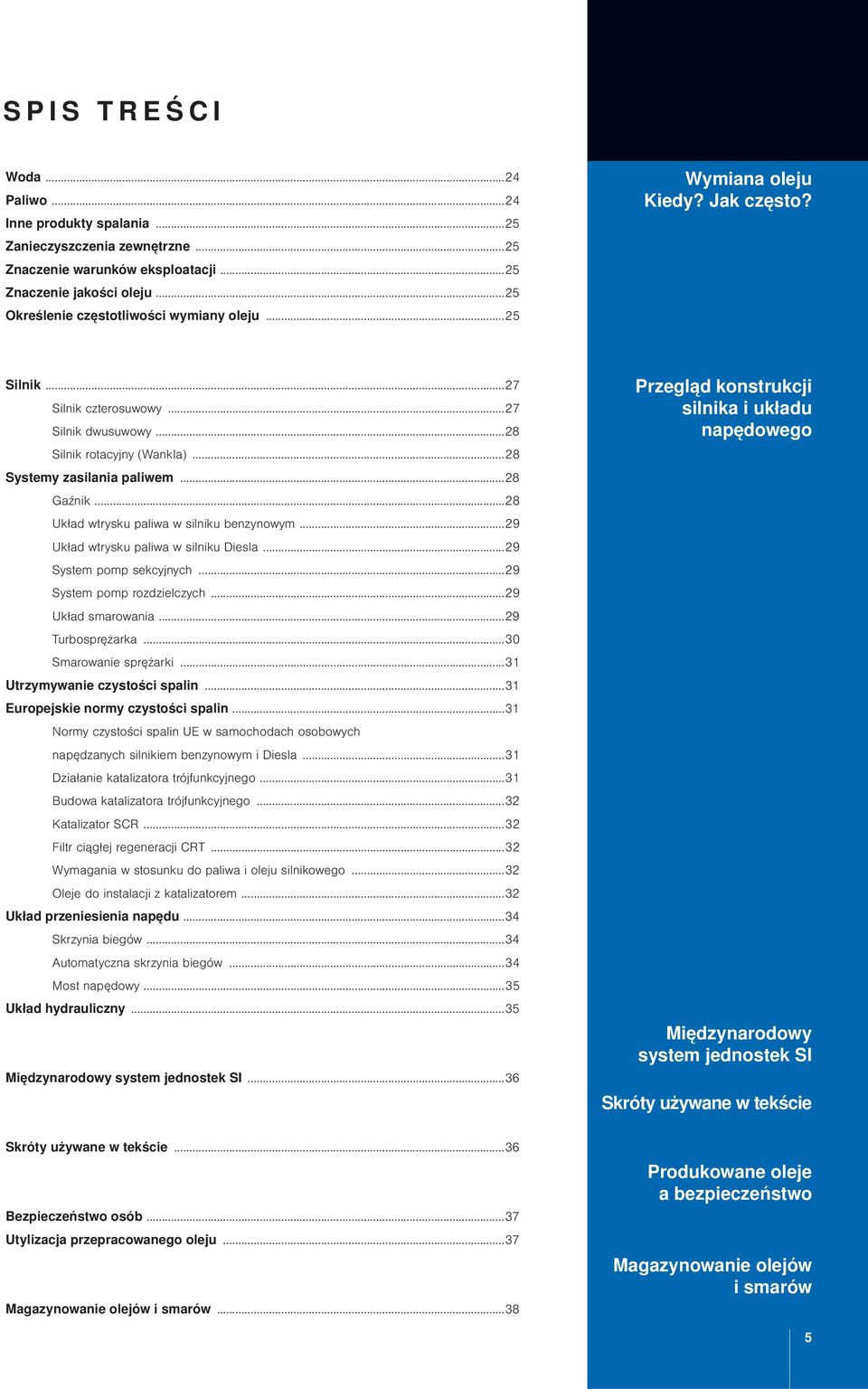 ..28 Układ wtrysku paliwa w silniku benzynowym...29 Układ wtrysku paliwa w silniku Diesla...29 System pomp sekcyjnych...29 System pomp rozdzielczych...29 Układ smarowania...29 Turbosprężarka.